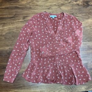 Amour Vert 100% silk peplum blouse